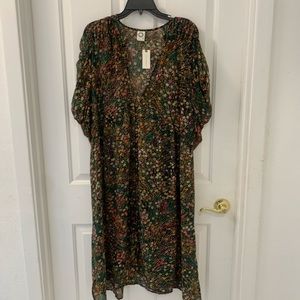 Anthropologie sheer floral print midi dress